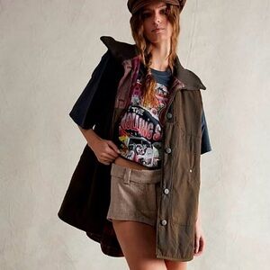 Free People Benny Waxed Vest Olive Size Small